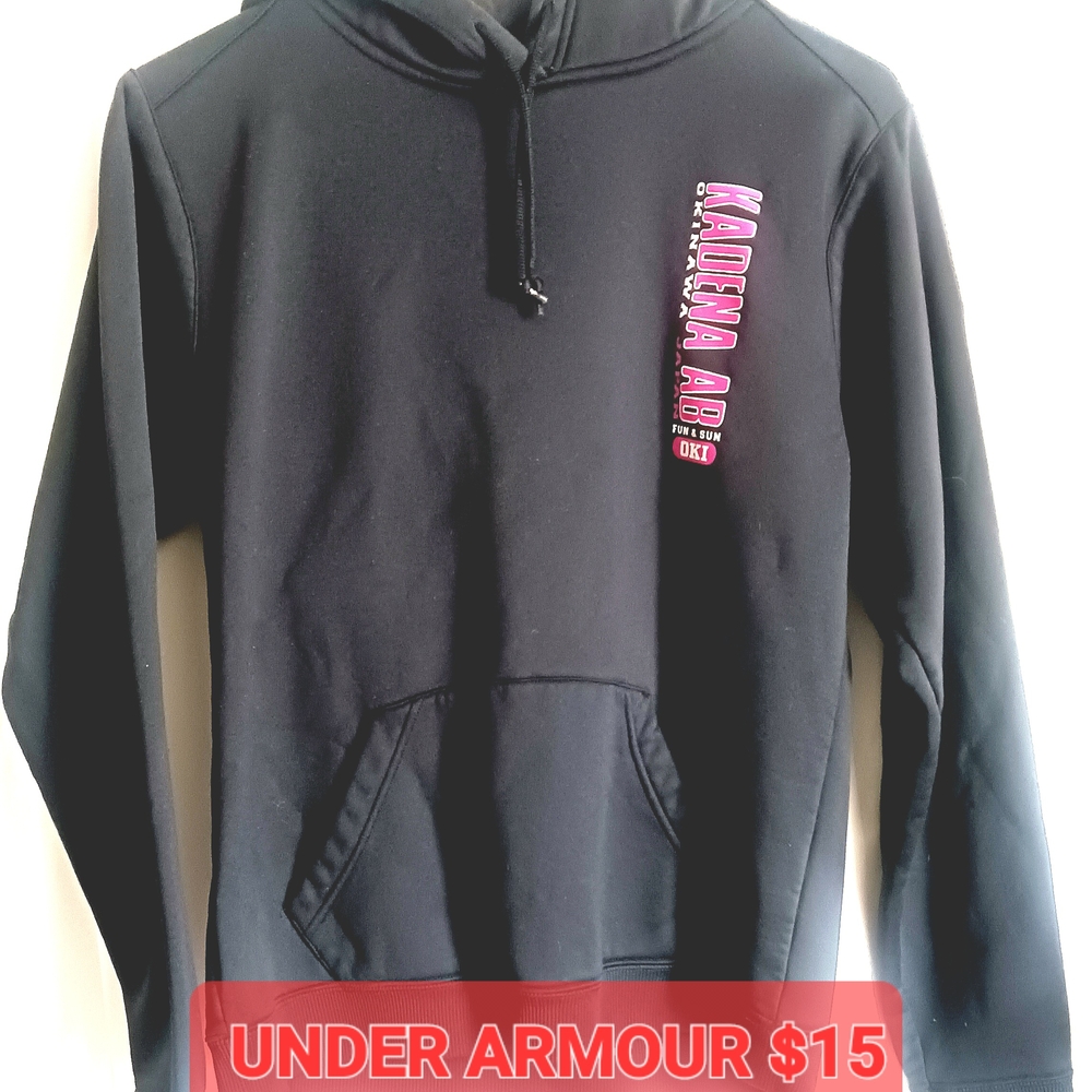Under Armour Black and Pink Fleece Hoodie with Half-Zip